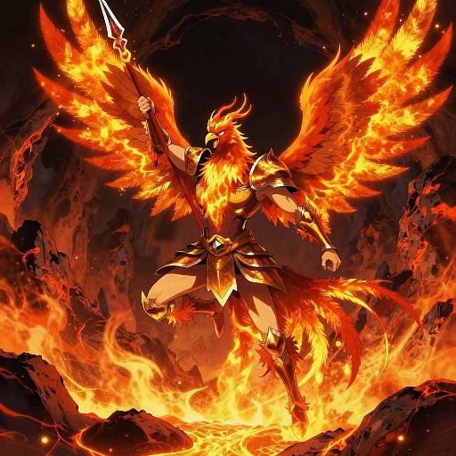 Valiant Phoenix Rider in Volcanic Crater