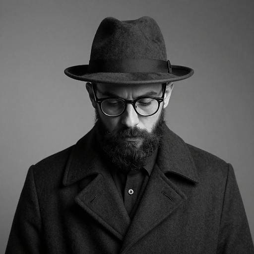 Intense Bearded Man in Monochrome