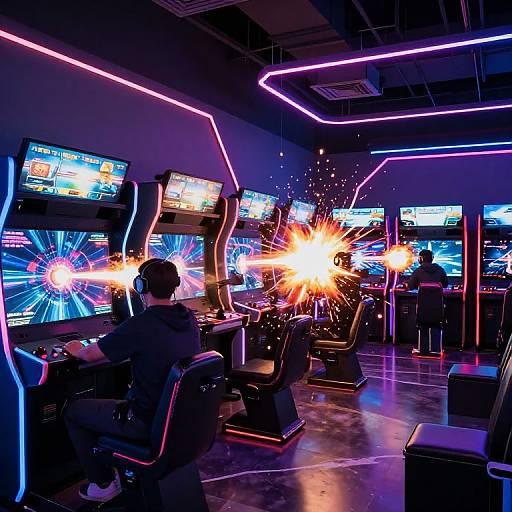 Futuristic VR Arcade Action Simulator
