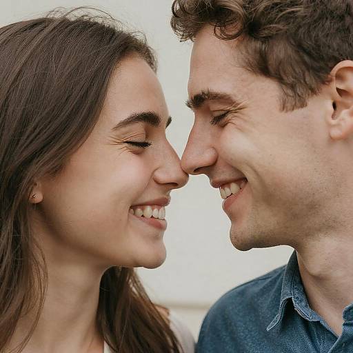 Affectionate Close-Up of a Smiling Couple