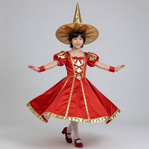 Red and Gold Spinning Top Costume