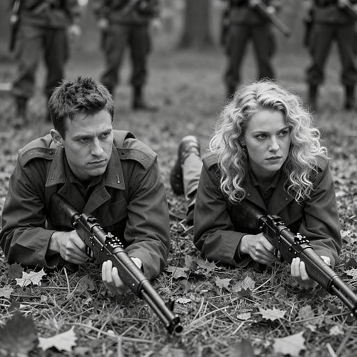 Military Couple in Leafy Forest Setting