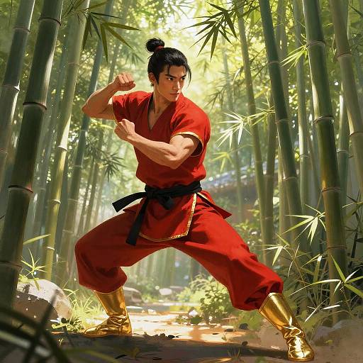 Dynamic Young Asian Martial Artist