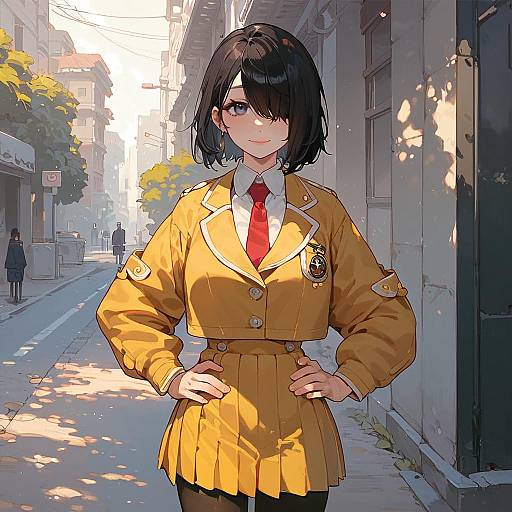 Anime Character at Sunset Outdoors