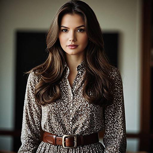 Elegant Woman in Brown Floral Dress