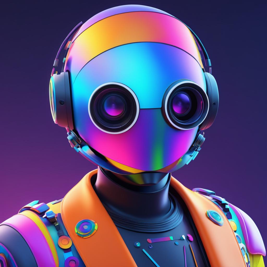 Vibrant Robot Portrait in Metaverse Style