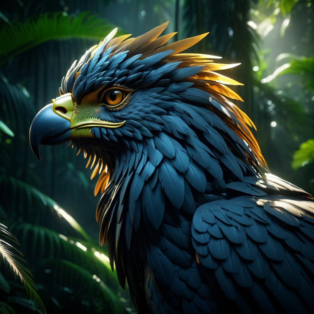 Majestic Griffin Portrait in Jungle