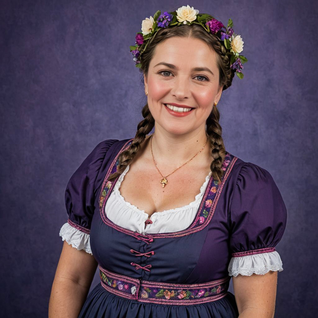 Happy Tourist in Vibrant Dirndl Attire