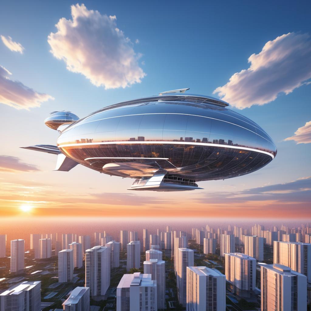 Unmanned Airship at Vibrant Sunset