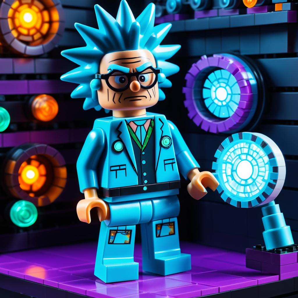 Rick Sanchez as a Detailed Lego Figurine