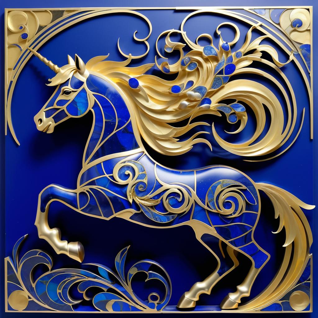 Dynamic Art Nouveau Gold Leaf Horse