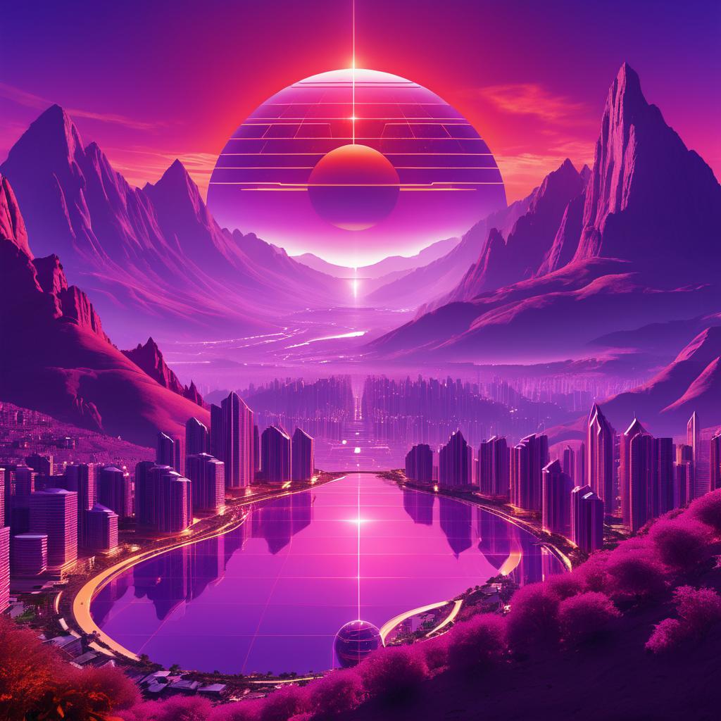 Futuristic City Under a Purple Sky