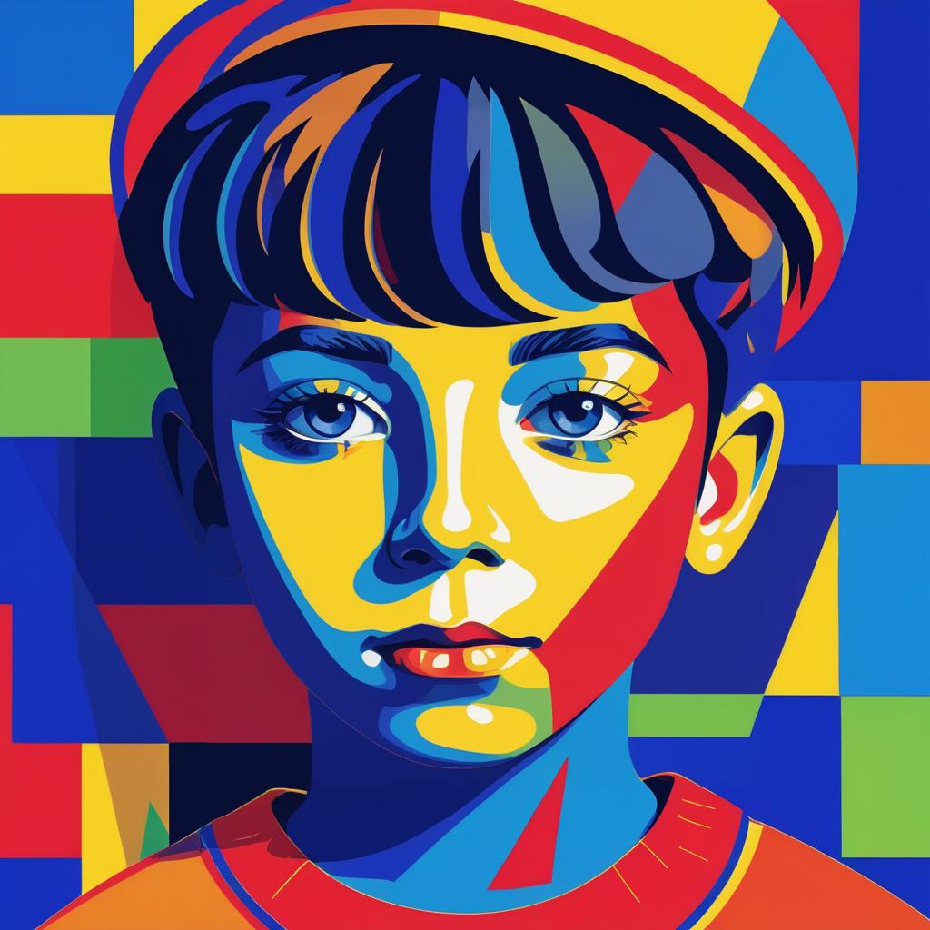 Vibrant Picasso-Style Boy Portrait Design