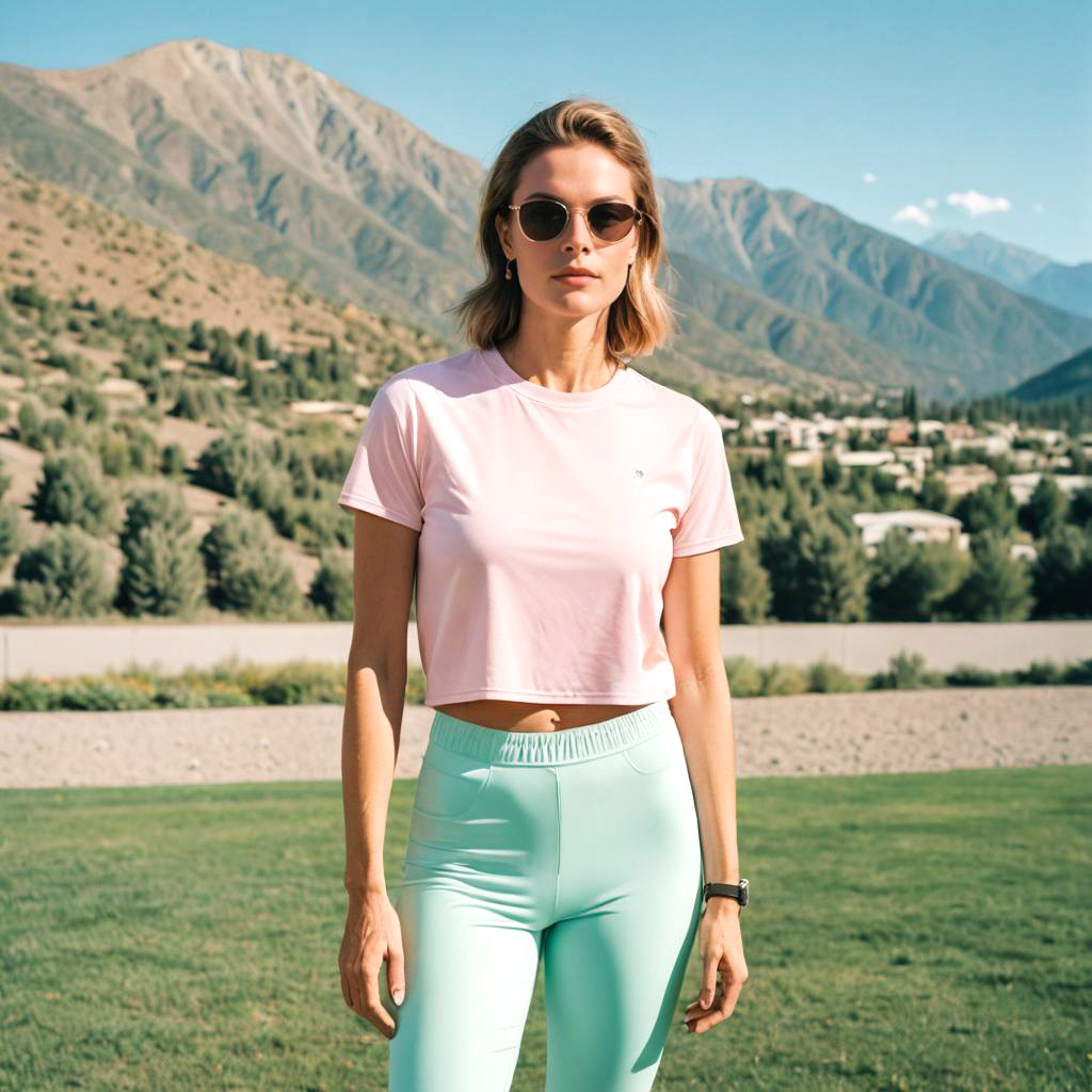 Casual Athletic Woman in Mountain Setting