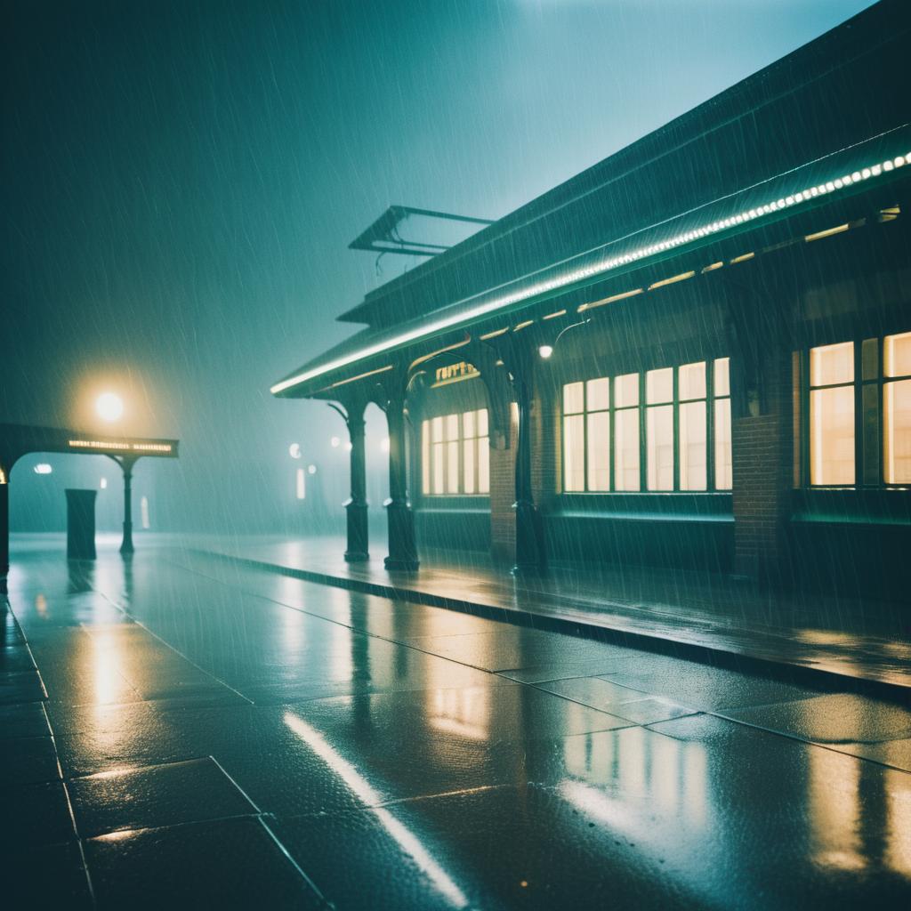 Vintage Rainy Train Station Photography