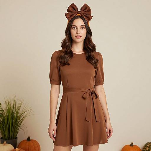 Woman in Thanksgiving Outfit Costume