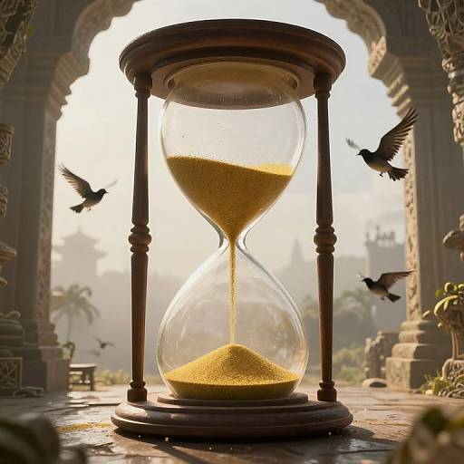 Colossal Hourglass in Timeless Landscape
