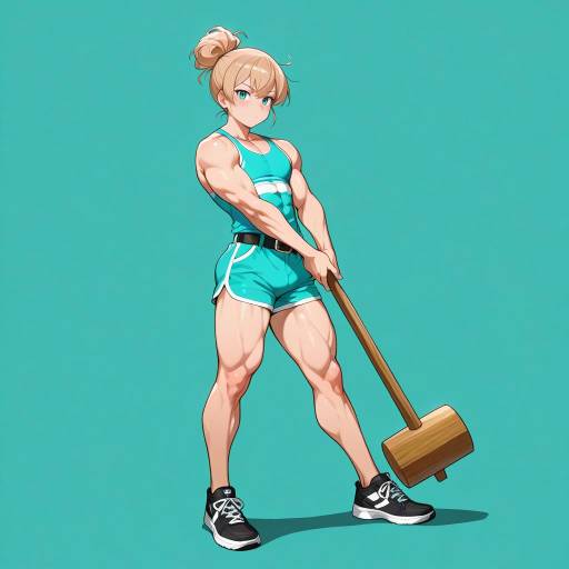 Determined Man with Hammer in Casual Attire Determined Man with Hammer in Casual Attire
