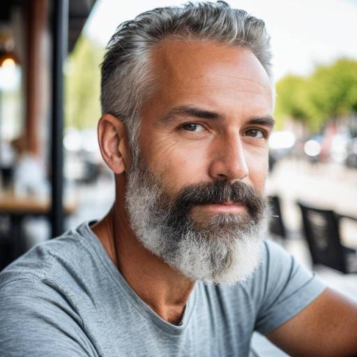 Sophisticated Man at Café with Earbuds