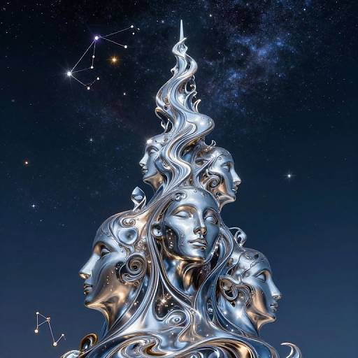 Surreal Silvery Tower Under Starry Sky