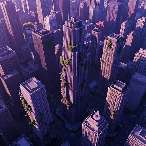 Surreal Geometric Cityscape with Nature