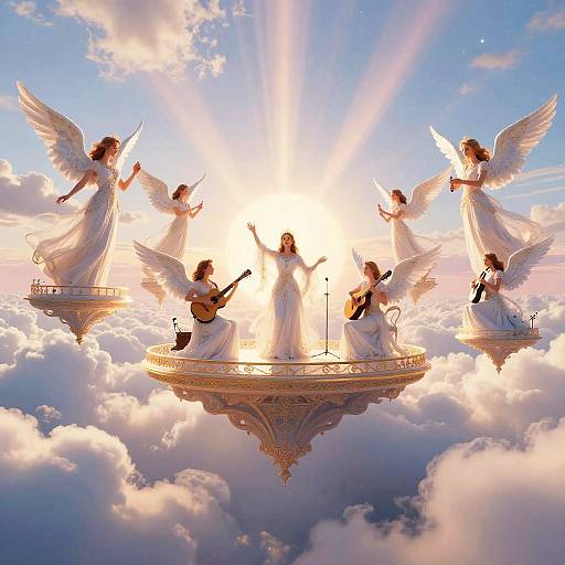 Celestial Musicians on Floating Platforms