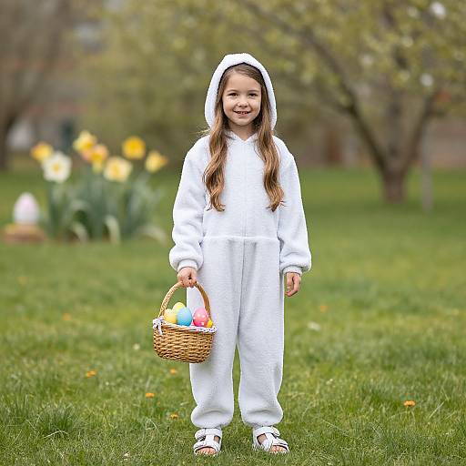 Easter Basket Costume Girl Outdoors