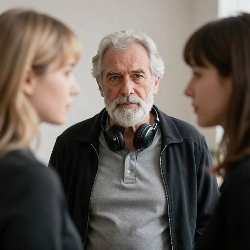 Elderly Man Engaged with Women