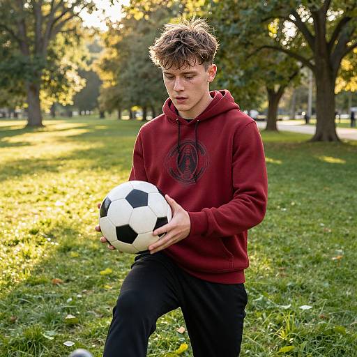 Determined Young Soccer Player Outdoors