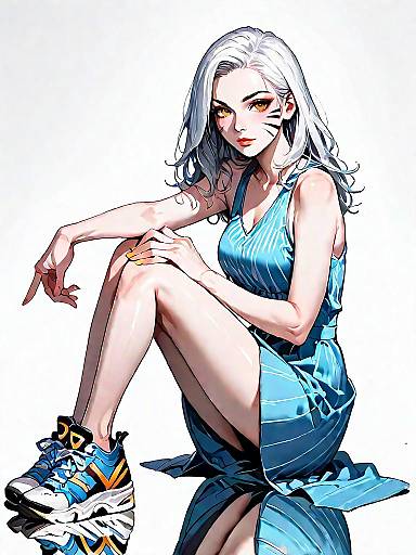 Contemporary Woman in Gradient Dress