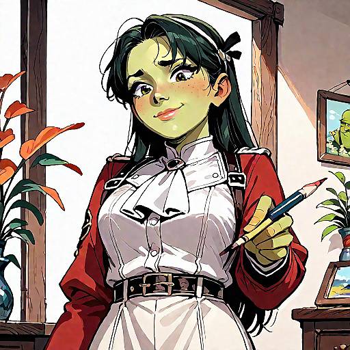 Anime Girls with Shrek in Room