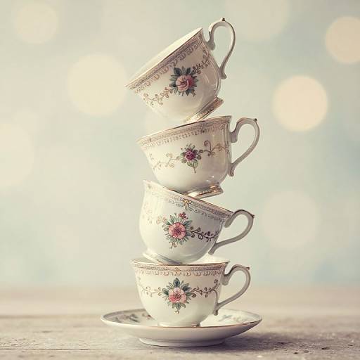 Whimsical Balanced Ornate Teacups