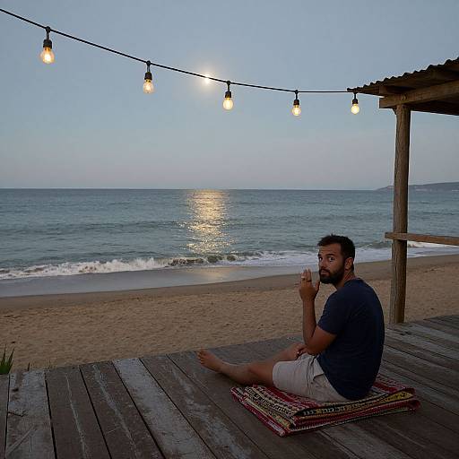 Secluded Seaside Patio at Moonlight