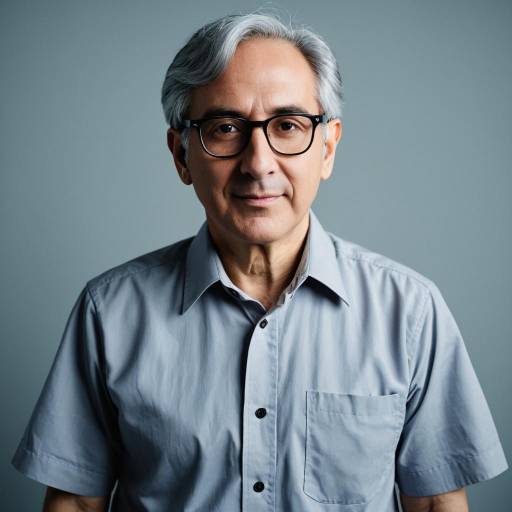 Middle-aged Man in Gray Shirt and Glasses