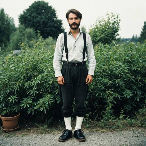 Young Man in Traditional German Clothing Standing Outdoors
