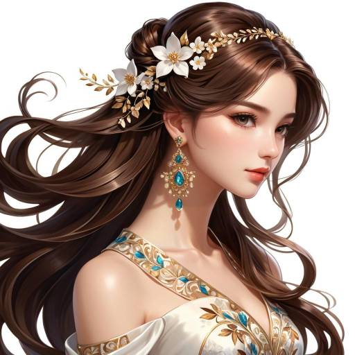 Elegant Fantasy Woman with Flowing Hair