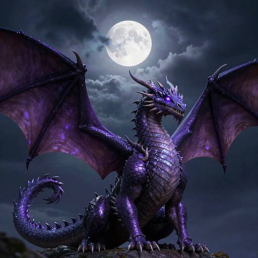 Purple Dragon Wings in Stormy Night