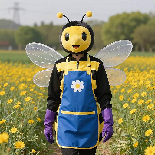 Whimsical Bee Costume in Flower Field