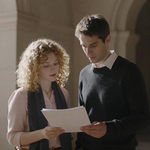 Two Professionals Reviewing Document Indoors