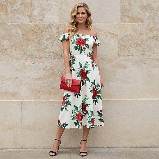 Blonde Woman in Floral Dress