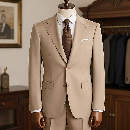 Man in Tan Suit Fashion Costume