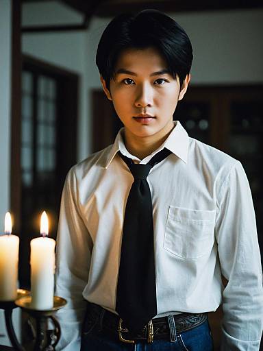 Realistic Candle Costume Portrait of Male