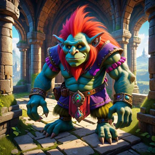 Vibrant Troll in Abandoned Castle Scene Vibrant Troll in Abandoned Castle Scene