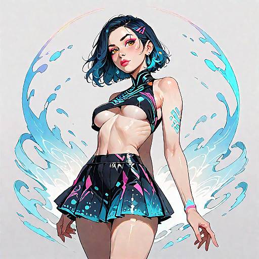 Vibrant Neon Portrait of a Young Woman