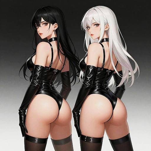 Anime Duo in Black and White Elegance