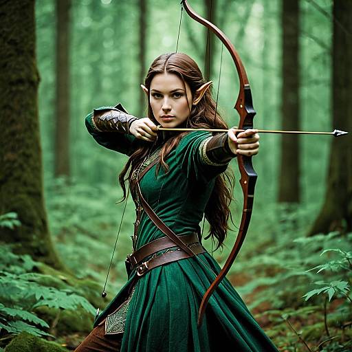 Stealthy Elven Archer in Fantasy Setting