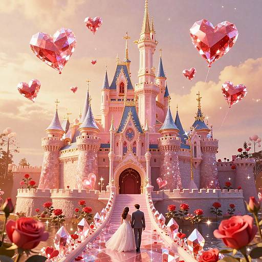 Fantasy Crystal Castle with Romantic Couples