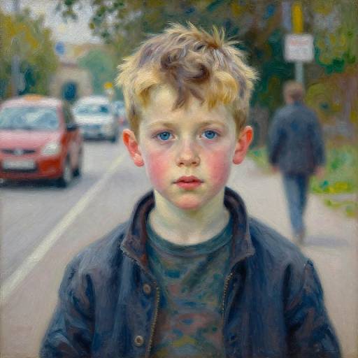 Impressionist Oil Portrait of Boy
