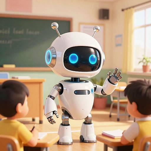 Charming Humanoid Robot in Classroom