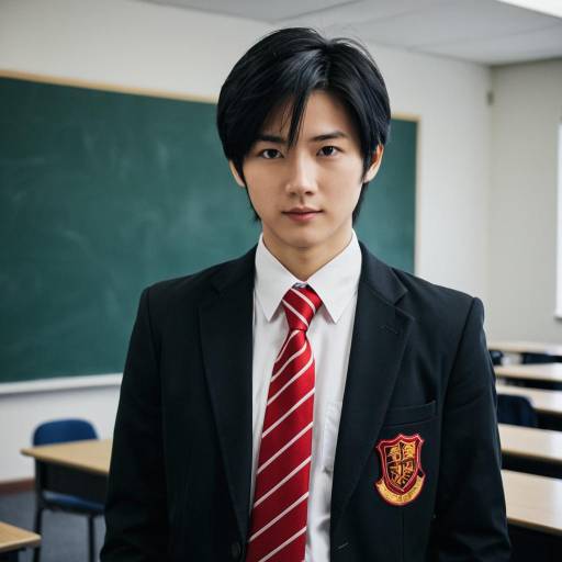 Male Student in School Uniform in Classroom